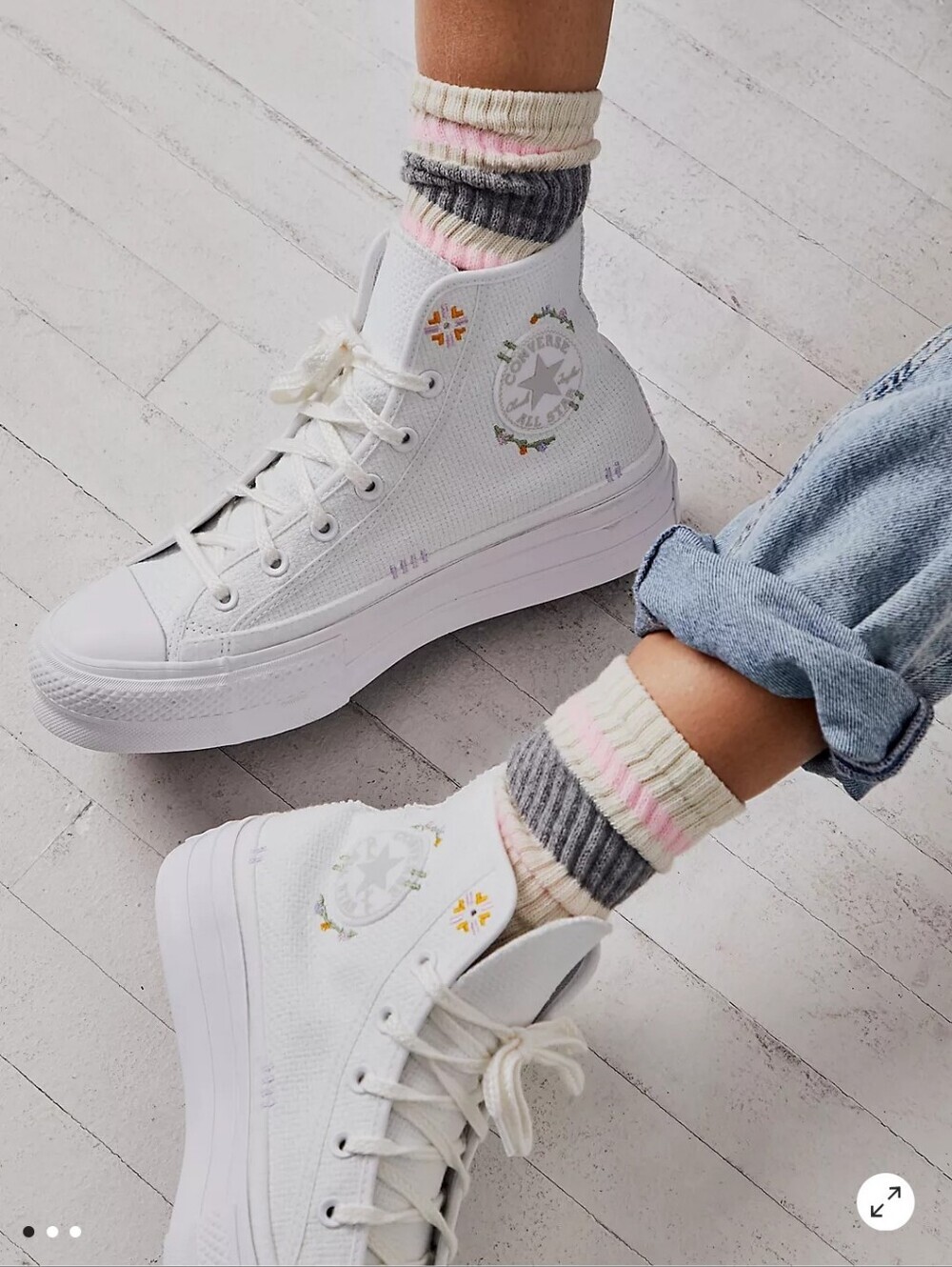 Converse In Full Bloom Autumn Floral Embroidered Flower Child Chuck Taylors